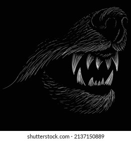 The Vector dog  or wolf for tattoo or T-shirt design or outwear.  Cute print style logo  dog  or wolf  background. This hand drawing would be nice to make on the black fabric or canvas.