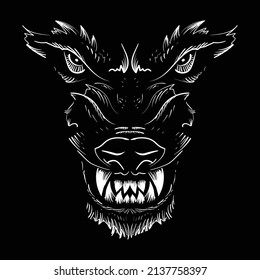 The Vector dog  wolf for tattoo T  shirt design outwear   Cute print style logo  dog  wolf  background  This hand drawing would be nice to make the black fabric canvas 