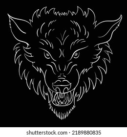 The Vector dog  or wolf for tattoo or T-shirt design or outwear.  Cute print style logo  dog  or wolf  background. This hand drawing would be nice to make on the black fabric or canvas.