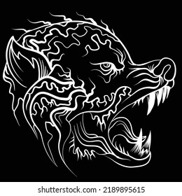 The Vector dog  or wolf for tattoo or T-shirt design or outwear.  Cute print style logo  dog  or wolf  background. This hand drawing would be nice to make on the black fabric or canvas.