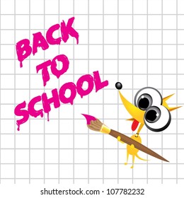 vector dog writing on paper. back to school concept background.
