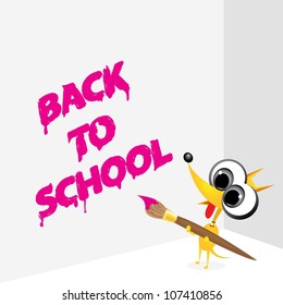 vector dog writing on the wall. back to school concept background.