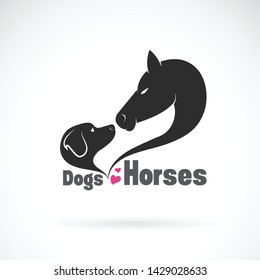 Vector of dog(Labrador) and horse head on white background. Pet. Animal. Easy editable layered vector illustration.