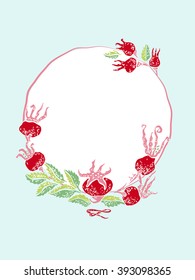 Vector dogrose vintage frame for wedding or greeting card