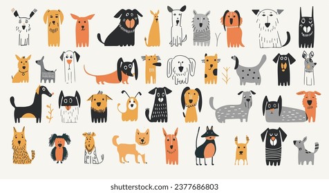 vector dogs fun cartoon style illustration