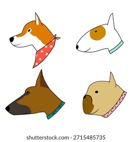 Vector dogs heads in profile