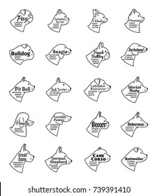 Vector dogs icons collection isolated on white