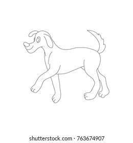 Vector of dog`s outline hand drawing in cartoon style