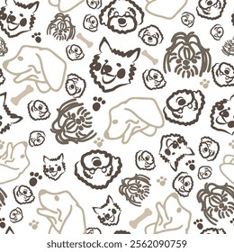 Vector Dogs Seamless Pattern. Animal Print Dogs Repeat pattern, great for textile, wallpaper, packaging, backdrop, background, paper designs
