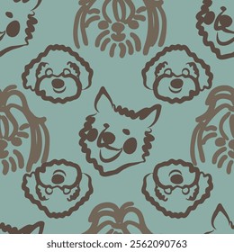 Vector Dogs Seamless Pattern. Animal Print Dogs Repeat pattern, great for textile, wallpaper, packaging, backdrop, background, paper designs
