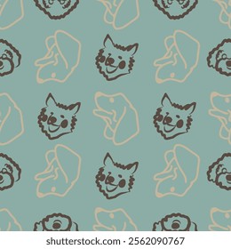 Vector Dogs Seamless Pattern. Animal Print Dogs Repeat pattern, great for textile, wallpaper, packaging, backdrop, background, paper designs
