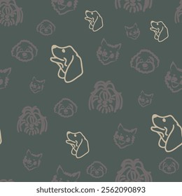 Vector Dogs Seamless Pattern. Animal Print Dogs Repeat pattern, great for textile, wallpaper, packaging, backdrop, background, paper designs
