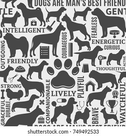 Vector dogs seamless pattern or background