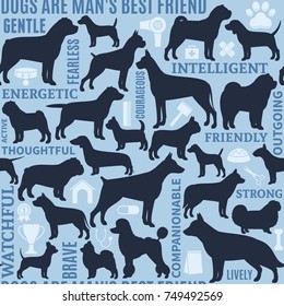 Vector dogs seamless pattern or background