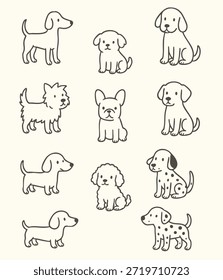 Vector Dogs Set, Dog Illustration, Hand Drawn Dog 