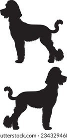 Vector dogs set silhouette on white background isolated. dog vector. vector hand drawn dog outline illustration .vector flat design animals silhouette set.