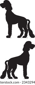 Vector dogs set silhouette on white background isolated. dog vector. vector hand drawn dog outline illustration .vector flat design animals silhouette set.