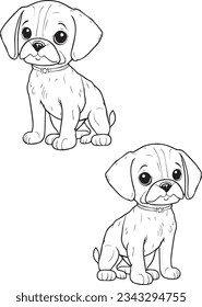 Vector dogs set silhouette on white background isolated. dog vector. vector hand drawn dog outline illustration .vector flat design animals silhouette set.