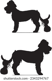 Vector dogs set silhouette on white background isolated. dog vector. vector hand drawn dog outline illustration .vector flat design animals silhouette set.