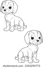 Vector dogs set silhouette on white background isolated. dog vector. vector hand drawn dog outline illustration .vector flat design animals silhouette set.