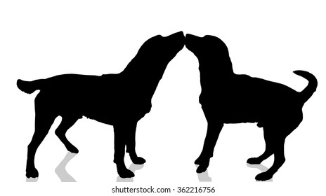 Vector dogs silhouette on a white background.