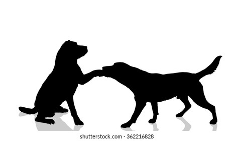 Vector dogs silhouette on a white background.