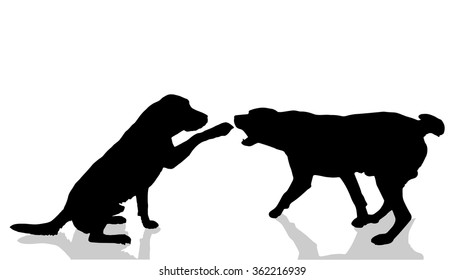 Vector dogs silhouette on a white background.