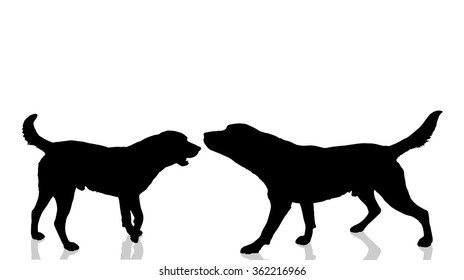 Vector dogs silhouette on a white background.