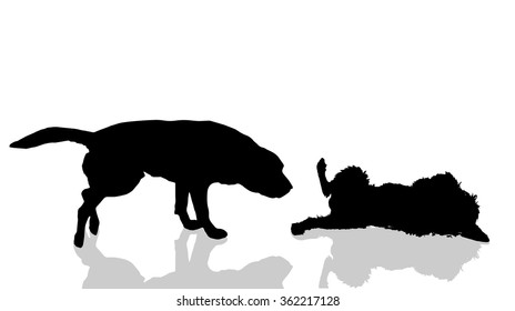 Vector dogs silhouette on a white background.