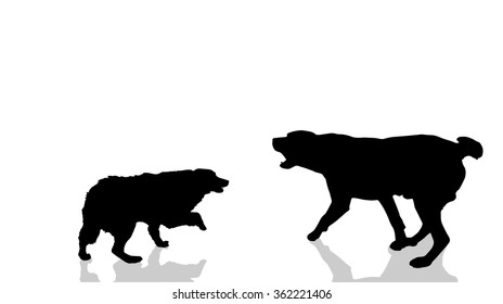 Vector dogs silhouette on a white background.