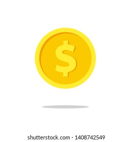 Vector dollar bank note and coin, icon illustrations and vector