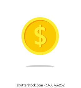 Vector dollar bank note and coin, icon illustrations and vector