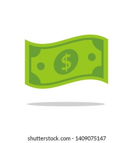 Vector dollar bank note and coin, icon illustrations and vector