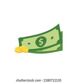 Vector dollar bank note and coin, icon illustrations and vector