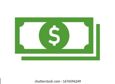 Billete en dólares vectorial y moneda, icono aislado en fondo blanco.