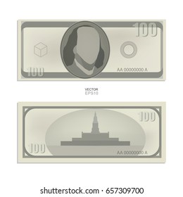 Vector dollar banknote on white background. Front and back of money bills.