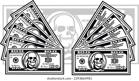 
vector dollar banknote with skull
