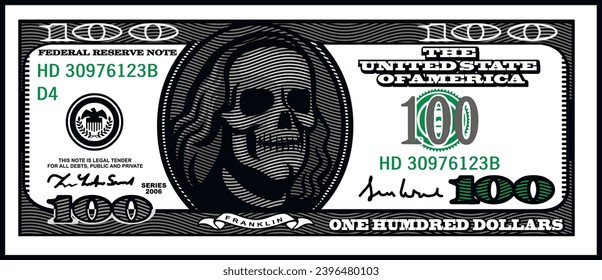 
vector, dollar banknote with skull