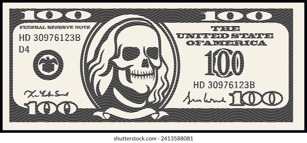 
vector dollar banknote with skull 