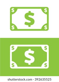 Vector dollar bill graphic in colour and reverse