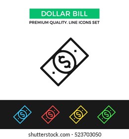 Vector dollar bill icon. Money, finance concept. Premium quality graphic design. Modern signs, outline symbols collection, simple thin line icons set for websites, web design, mobile app, infographics