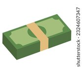 Vector dollar bill sticker, money vector finance clipart in flat design, stack of money, flat style vector illustration