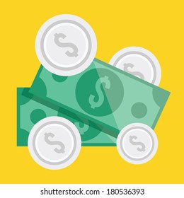 Vector Dollar Bills and Coins Icon