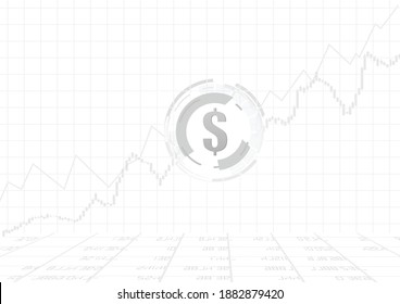 Vektorgrafik: Dollar mit Wirtschaftsdiagramm auf weißem Hintergrund
