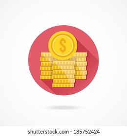 Vector Dollar Coin Stacks Icon