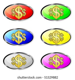 Vector dollar colorful buttons