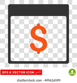 Vector Dollar Currency Calendar Page EPS vector pictogram. Illustration style is flat iconic bicolor orange and gray symbol on a transparent background.