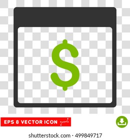 Vector Dollar Currency Calendar Page EPS vector pictogram. Illustration style is flat iconic bicolor eco green and gray symbol on a transparent background.