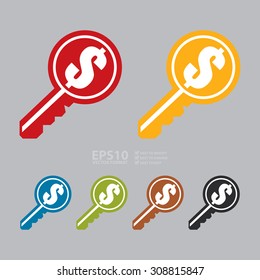 Vector : Dollar Currency Key Infographics Flat Icon, Sign