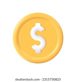 Vector Dollar currency sign 3d vector icon high quality and fully scalable 